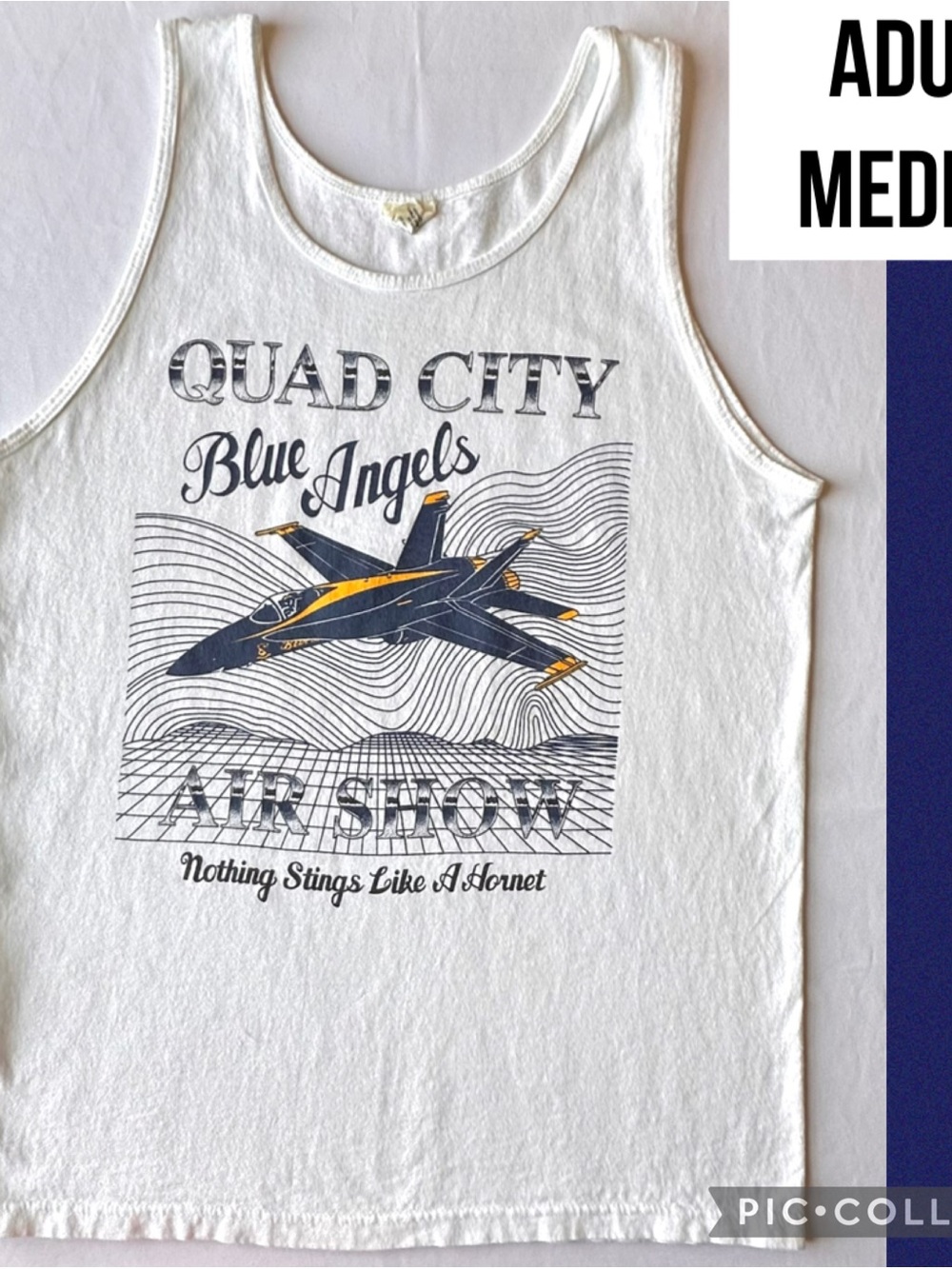 VTG Quad Cities Air Show Men’s Shirt 80’s Blue Angels Belton Tough Tank Size M